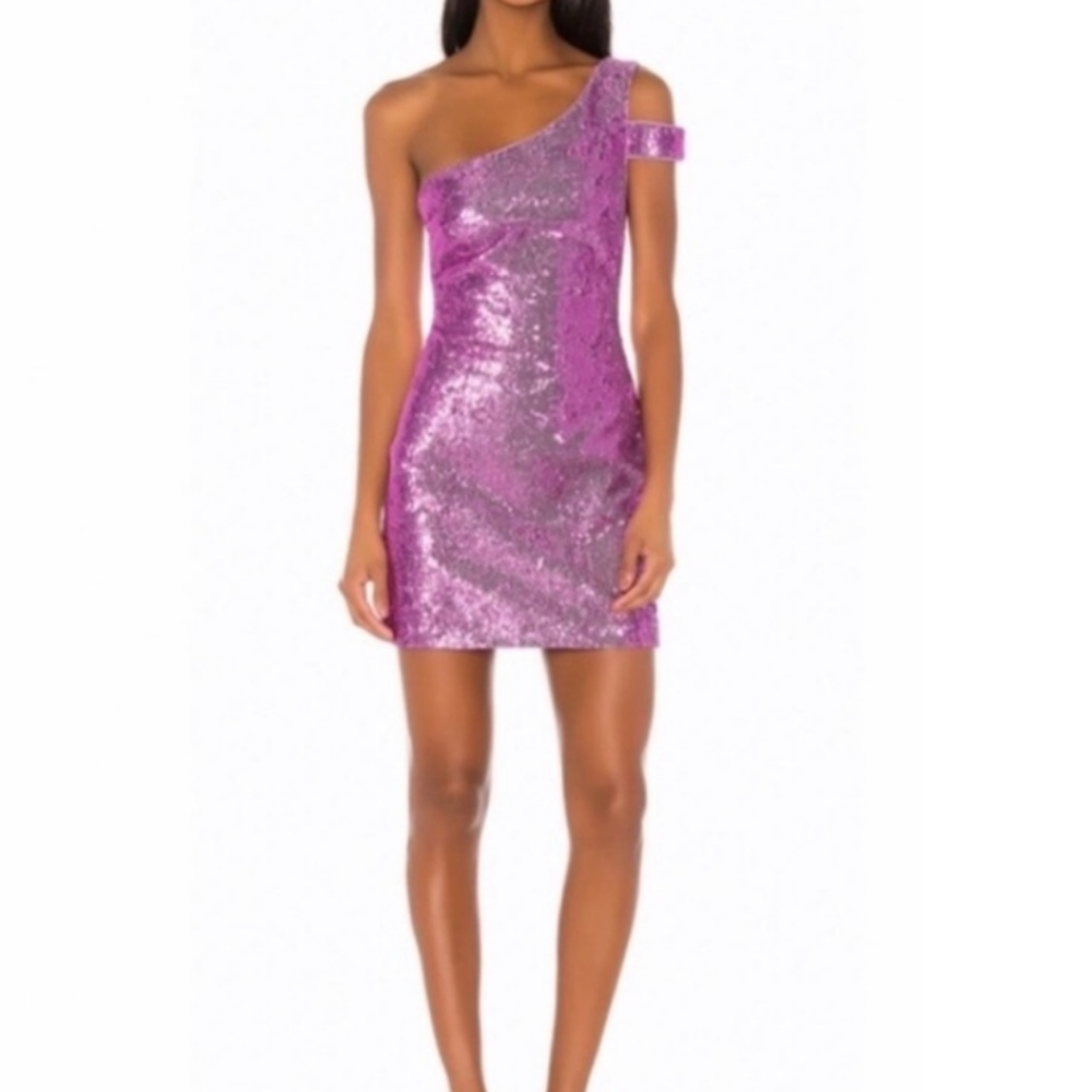 Likely Toscano Purple Sequin One Shoulder Dress